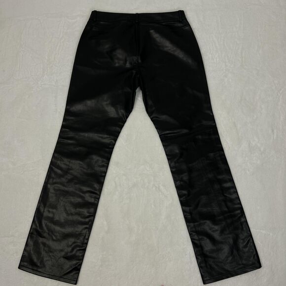 Express Pants Womens 7/8 Black Faux Vegan Leather Straight Leg Y2K Style - Picture 3 of 11